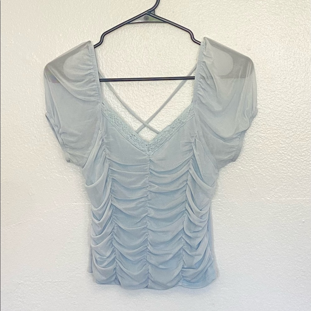 Light Blue Cinderella Ruched Top 🪞🤍